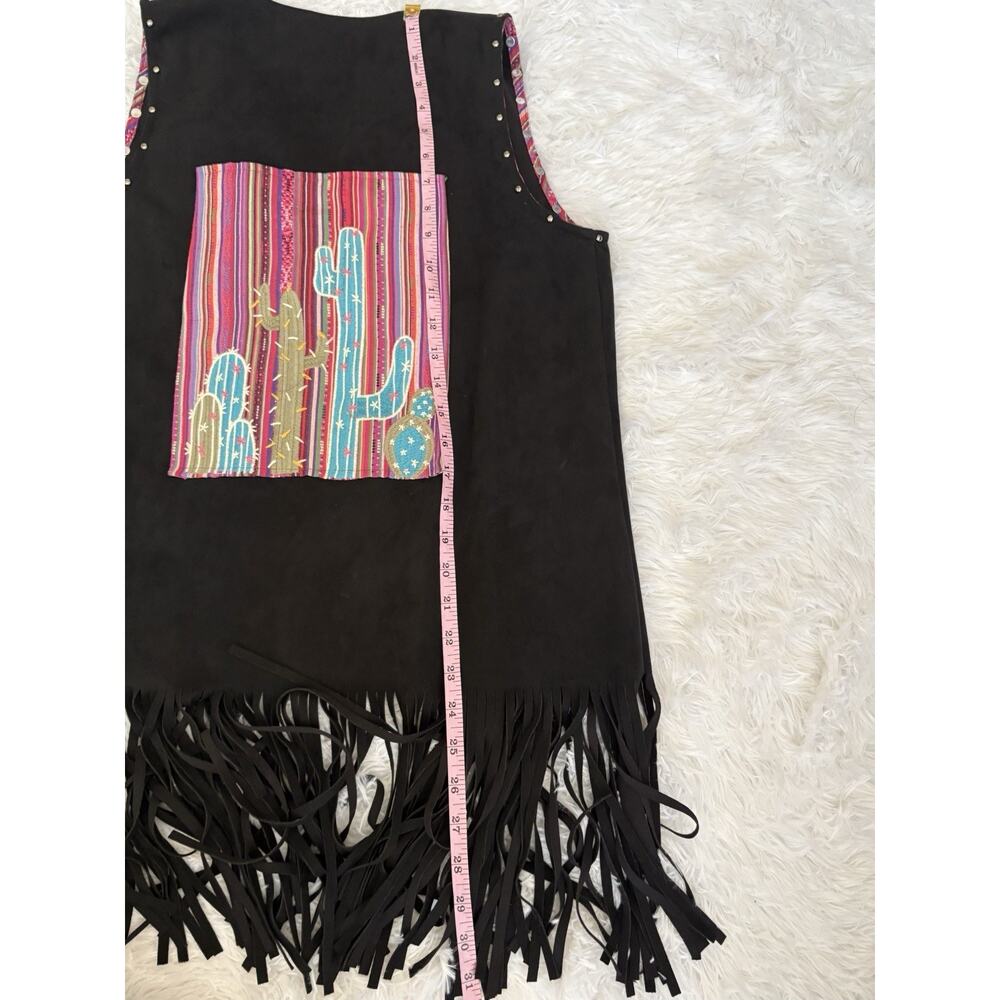 Andree My Unit S Black Cactus Fringe Suede Vest. Fun, Great Qual & Condition - Picture 14 of 14